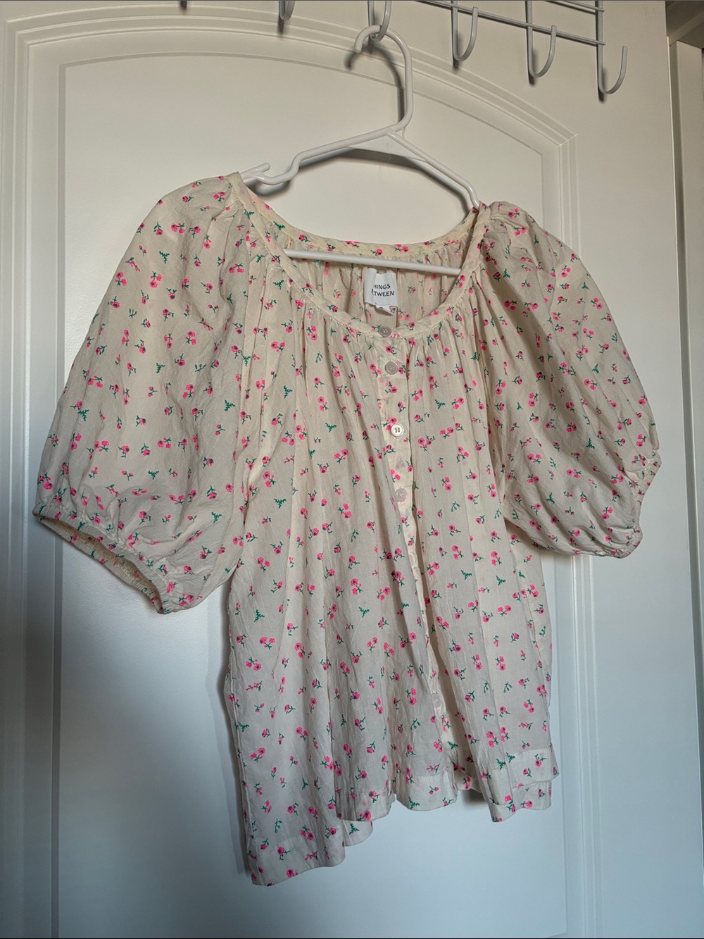 Things Between Puff Sleeve Floral Top Size Large Cottagecore